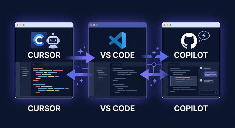 Cursor AI vs VS Code vs GitHub Copilot