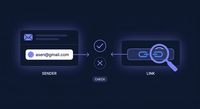 2단계: 링크와 발신자 교차 검증하기
